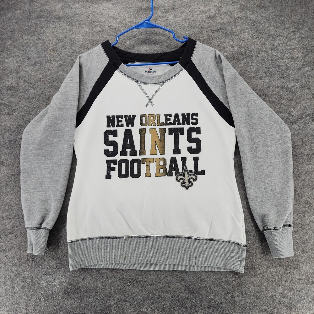 New Orleans Saints Sweatshirt Womens Large Majestic NFL Long Sleeve